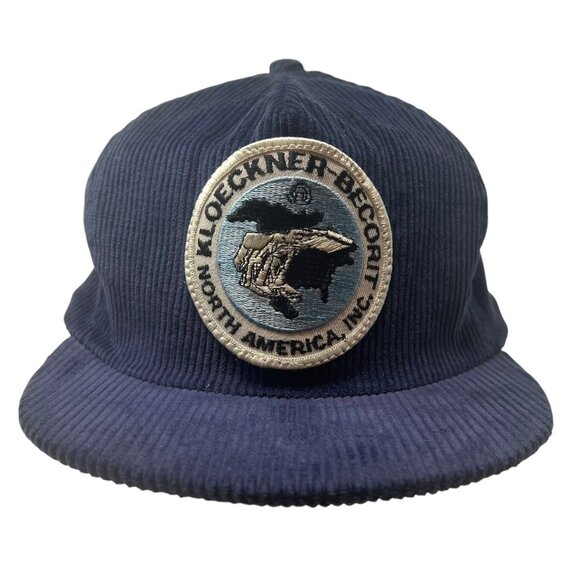 Kloeckner Becorit Vtg Corduroy Trucker Snapback Hat Cap Dad Industrial German - Picture 1 of 9